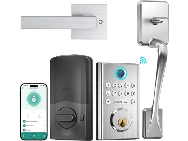 WiFi Smart Door Lock Set HEANTLE Keyless Entry Door Lock with Handle ...