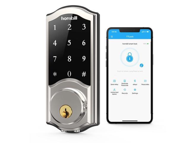Smart Lock, Hornbill Keyless Entry Keypad Deadbolt, Bluetooth Electronic Digital Front Door Locks Work with Alexa, Free App Control Passcode, Auto Lock for Exterior Doors Airbnb Home Apartment Office