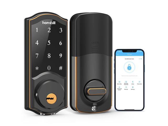 Smart Lock, Hornbill Keyless Entry Keypad Deadbolt, Bluetooth Electronic Digital Front Door Locks Work with Alexa, Free App Control Passcode, Auto Lock for Exterior Doors Airbnb Home Apartment Office
