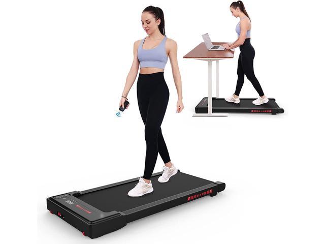 OBENSKY Walking Pad Under Desk Treadmill for Home/Office, Portable Mini Jogging Machine with Remote Control, Bluetooth and LED Display 265 lbs Capacity,Installation-Free, Black