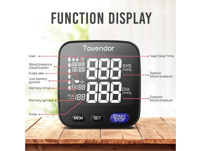 Tovendor Wrist Blood Pressure Monitor, Home Wrist Automatic Digital Blood  Pressure Machine Cuff, 2 * 90 Reading Memory Dual Users Mode with 2 AAA  Battery and Portable Carrying Case 