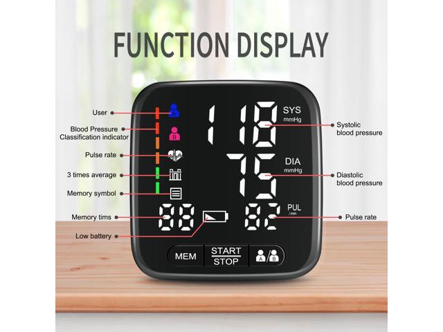 Wrist Blood Pressure Monitor, Tovendor Digital BP Machine with Large Cuff,  Heart Rate Detection, Large LED Display, 90*2 Reading Memory Professional