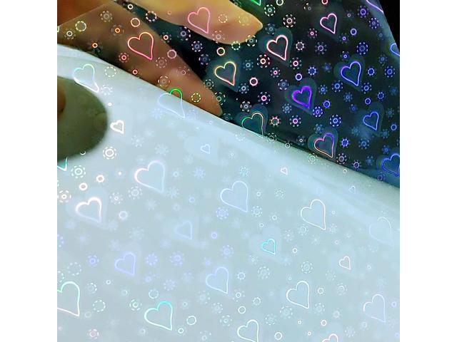 25 Sheets Hearts Holographic Sticker Paper A4 Clear Vinyl Self Adhesive  Film Waterproof Transparent Overlay Film Holographic Overlay 