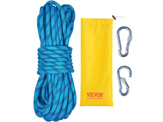VEVOR Static Climbing Rope, 64 ft Outdoor Rock Climbing Rope with 26KN ...