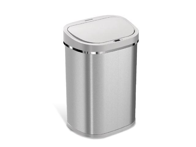 Nine Stars 21gal Motion Sensor Oval Shape Stainless Steel Trash Can Silver