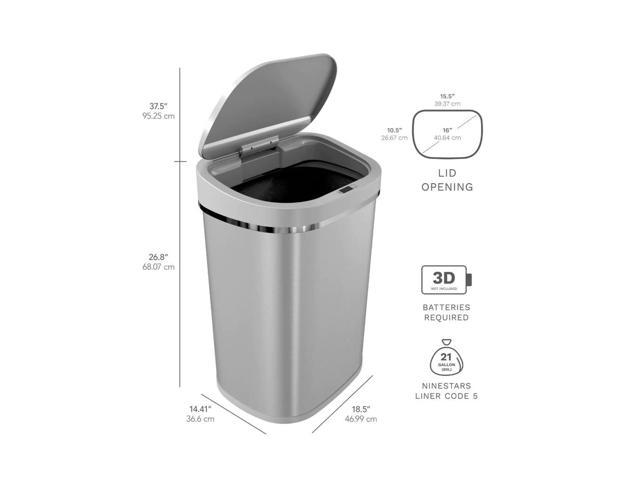 Ninestars 21 Gallon Rectangular Stainless Steel Automatic Soft Close Motion  Sensor Trash Can With Manual Mode, Ring Liner, And Non-skid Base (2 Pack) :  Target