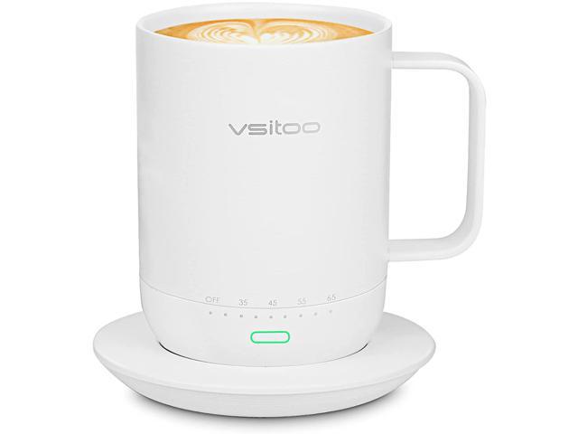 VSITOO S3 Pro Temperature Control Smart Mug with Lid, Coffee Mug Warmer with Mug for Desk Home Office, App Controlled Heated Coffee Cup, Self Heating Coffee Mug 14 oz, Electric Mug