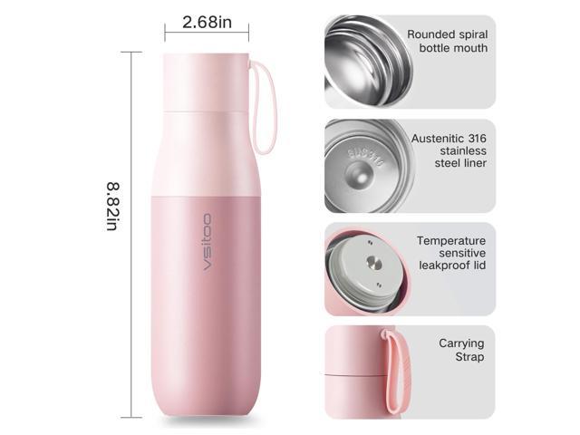 VSITOO Triple Insulated Water Bottle with Carry Handle - 15 oz Insulated  Stainless-Steel Rechargeable Water Bottle with Water Quality Detection,  Keep Drink Hot/Cold, BPA Free,Perfect for Travel or Gym 