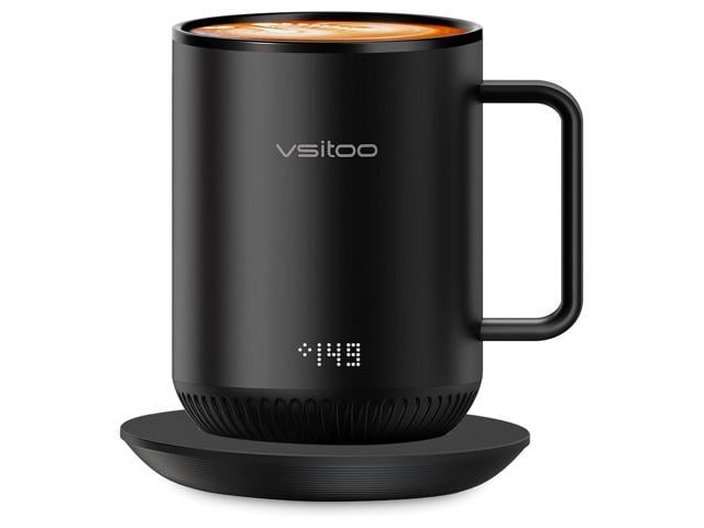 VSITOO S3 Temperature Control Smart Mug 2 with Lid, Self Heating Coffee Mug  10 oz, Touch Tech&LED Display, Black, 1.5-hr Battery Life - App Controlled  Heated Coffee Mug - Improved Design, Coffee Gifts 