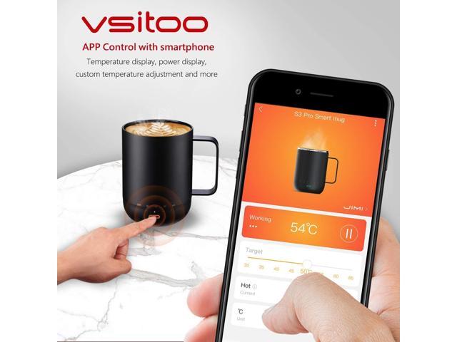 Vsitoo S3pro Temperature Control Smart Mug 2 With Lid, Self Heating Coffee  Mug 14 Oz, 90 Min Battery Life - APP & Manual Controlled Heated Coffee Mug  - Improved Design - Gifts
