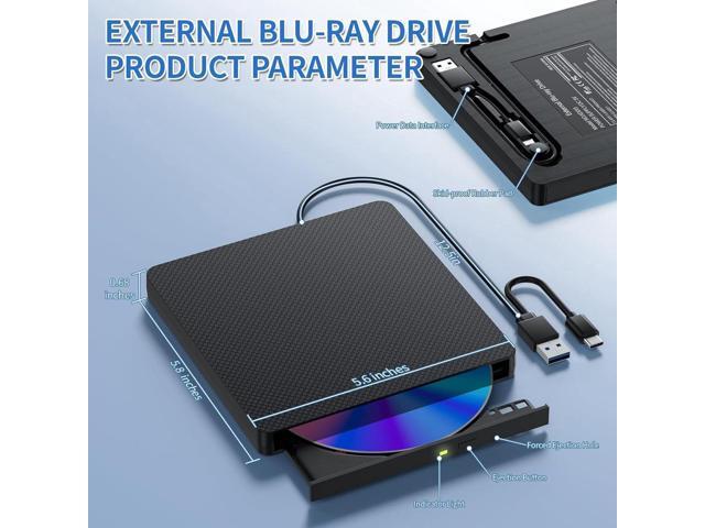 External Blu-ray Drive, USB 3.0 and Type-C External CD/DVD Burner, BD ...