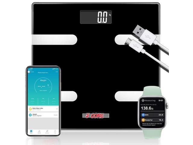 Rechargeable Smart Digital Bathroom Weighing Scale with Body Fat and Water  Weight for People, Bluetooth BMI Electronic Body Analyzer Machine, 400  lbs.5 Core BBS VL R BLK 