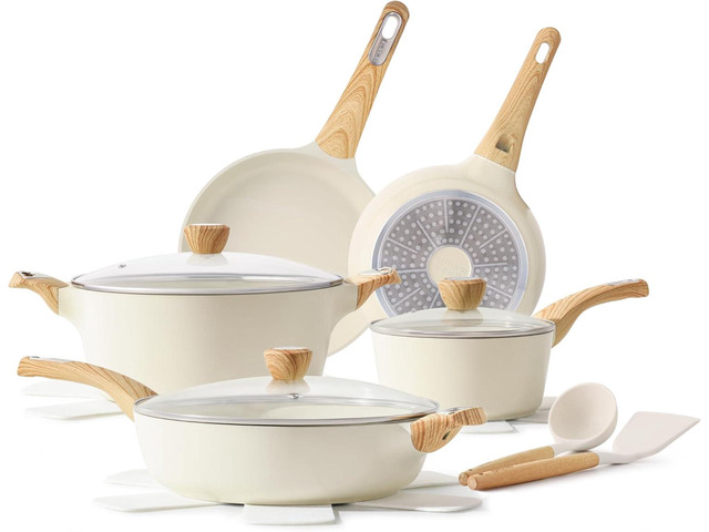 SENSARTE Ceramic Cookware Sets, Pots and Pans Set Nonstick, 14-Piece ...
