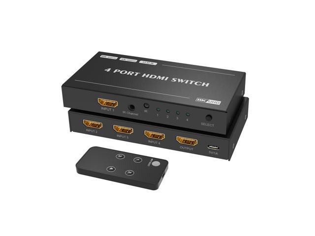 acento Repetido Muscular AUBEAMTO 4 port 8K HDMI Switch Splitter 4 In 1 Out HDMI 2.1 Switcher  8K@60Hz 4K@144Hz for Switch Multiple Source and Display Compatible with PS5  Xbox Set-top Box etc More Audio/Video Switch -