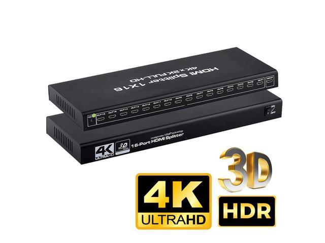 AUBEAMTO HDMI Splitter 1 in 16 Out 16 Port 1x16 Full HD 1080P HDMI 1.4  Splitter with Switcher Converter Support 4KX2K 3D Digital Audio  Format-Black(16 Port HDMI Splitter 4K) 