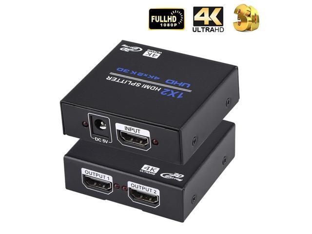 AUBEAMTO HDMI Splitter 1 in 2 Out V1.4 Powered 1x2 Ports Box Supports Full  Ultra HD 1080P 4K/2K and 3D Resolutions (1 Input to 2 Outputs) 