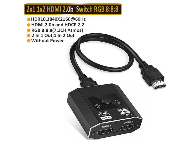 HDMI Switch 5 in 1 Out with Remote, Aluminum HDMI Splitter HDMI Switcher  Supports 4K 3D 1080p@60Hz UHD HDR, HDMI2.0 Switch Compatible with PS5/4/3