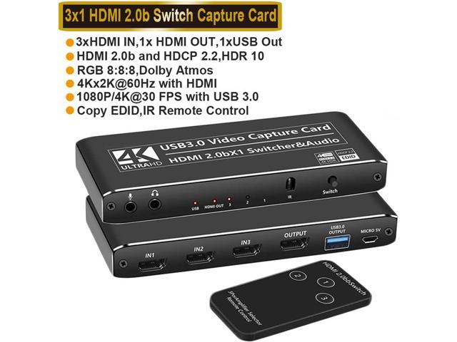 3x1 HDMI 2.0 Switch with IR & Voice APP Control