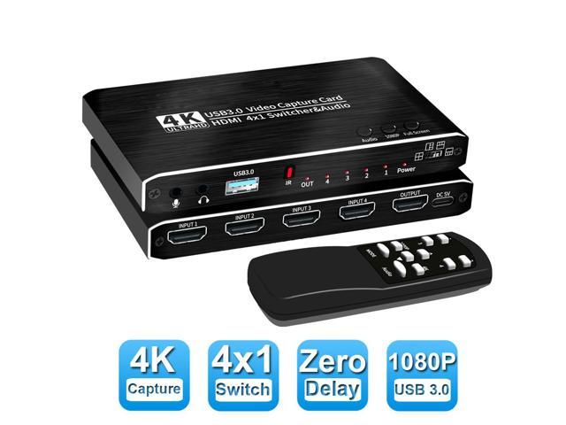 2023 4 Port 4K Video Capture Card USB 3.0 HDMI-compatible Grabber Recorder  HDMI Seamless Switch for Camera Recording Live Streaming 