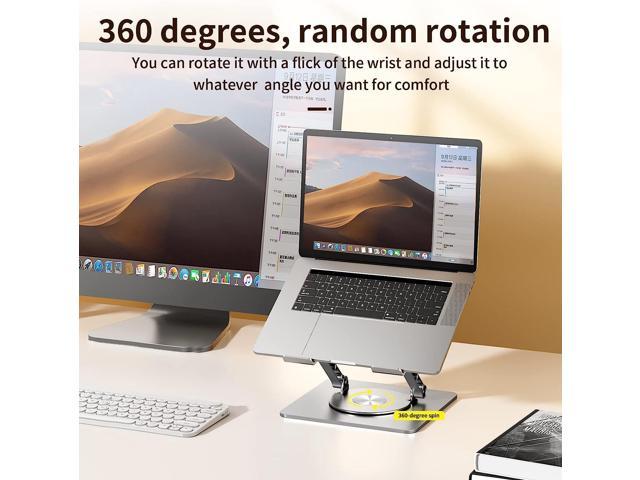 AUBEAMTO Ultra-Stable Swivel Laptop Stand for Desk,Adjustable Height  Aluminum Computer Stand with 360 Rotating Base Compatible with MacBook  Air/Pro and All 10-17.3 Laptops for Office Home - Silver 