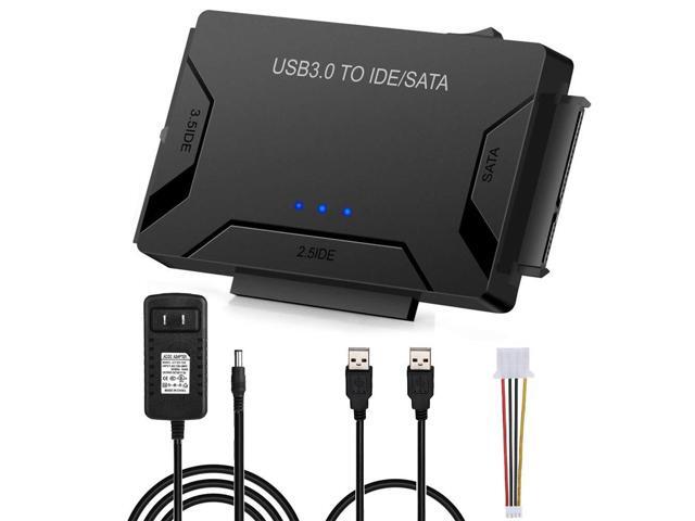 USB 3.0 to IDE and SATA Converter External Hard Drive Adapter Kit for Universal 2.5/3.5 HDD/SSD Hard Drive Disk, One Touch Backup Function, Included