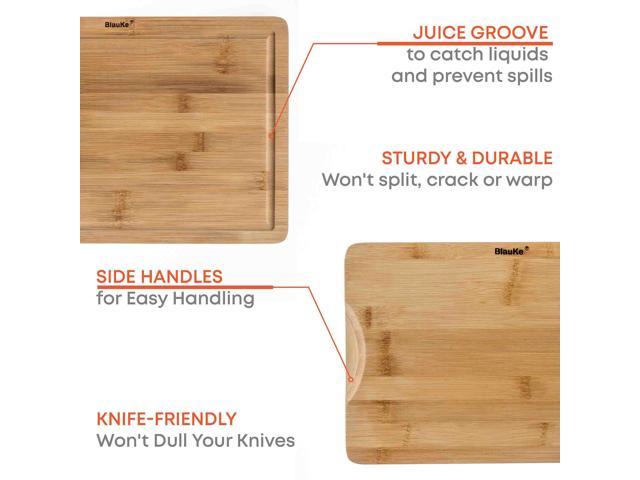 Wooden Cutting Boards for Kitchen with Juice Groove and Handles - Bamb –  BlauKe
