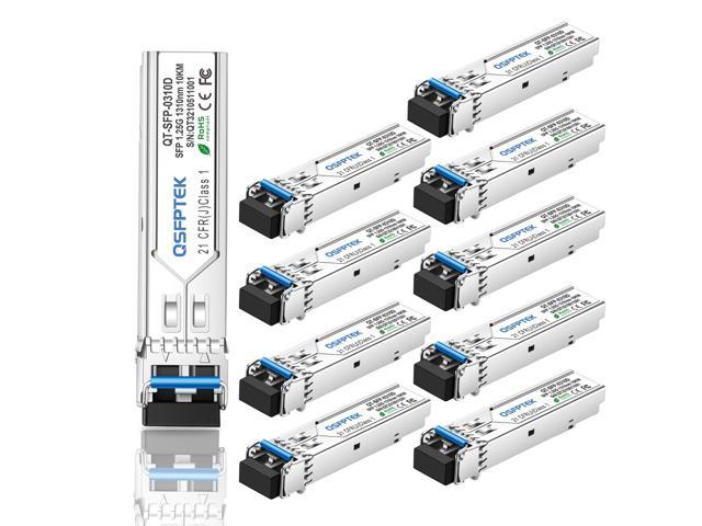 QSFPTEK 1.25G SFP Module D-Link TP-Link Gigabit SFP Singlemode, 1310nm, 10km Mikrotik Ubiquiti UF-SM-1G 1000BASE-LX/LH SFP Transceiver Compatible for Cisco GLC-LH-SM SFP-GE-L Netgear Zyxel 