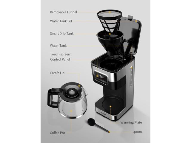 Ranbomer Single Serve Coffee Maker, K Cup and Ground Coffee Machine 2 in 1,  6 to 14 Oz Brew Sizes, Mini One Cup Coffee Maker with Self cleaning  Function, Fits Travel Mug, Black 