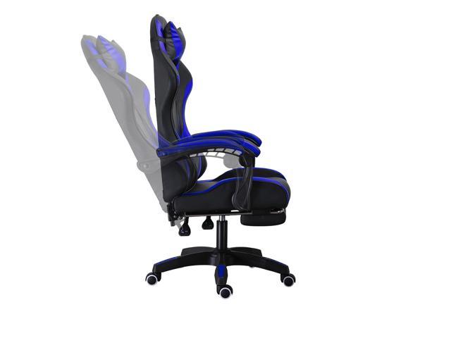 Steelway Gaming Chair, Office Chair, Leather Racing Style Massage Gaming  Chairs for Adults and Kids,Adjustable Swivel Task Chair with Lumbar  Support, Headrest Pillow and Footrest(Black&Blue) 