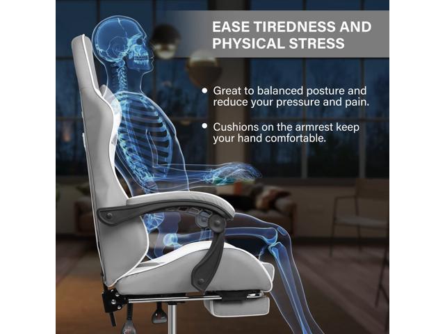 Steelway Gaming Chair, Office Chair, Leather Racing Style Massage Gaming  Chairs for Adults and Kids,Adjustable Swivel Task Chair with Lumbar  Support, Headrest Pillow and Footrest(Black&Blue) 