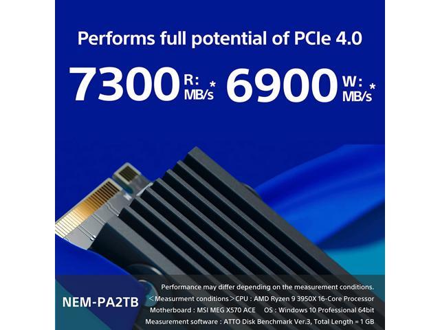Nextorage Japan Internal SSD 2TB for PS5 and PC Storage Expansion M.2 2280  with Heatsink PCIe Gen4.0 NVMe 3D TLC NAND NEM-PA2TB/N SYM 1400TBW with 