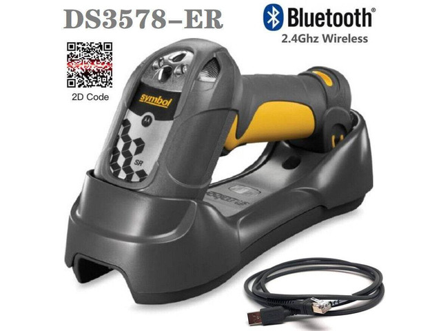 Sy,mbol DS3578-ER Wireless USB 2D Barco,de Scann,er w Cradle & USB ...