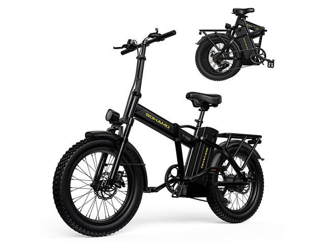 SOHAMO Folding Electric Bike 20", 750W Motor Electric Commuter Bicycle 48V 15AH Ebike, Full Suspension, Folding Electric Mountain Bike, Shimano 7 Speed E-Bikes for Adults with Fenders