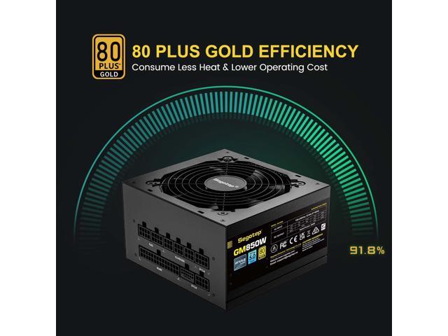 Segotep 850W ATX 3.0 Power Supply, Full Modular 80 Plus Gold, PCIe 5.0  12+4PIN port and Dual 6+2Pin ports, Suitable for ALL Graphics Cards, Native 