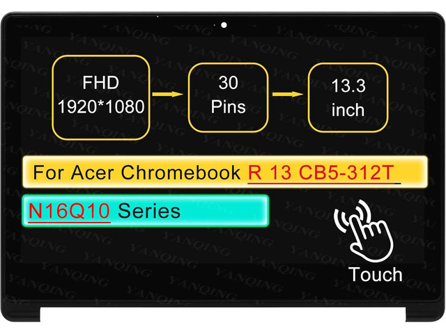 Screen Replacement for Acer Chromebook R 13 CB5-312T N16Q10 Series CB5 ...