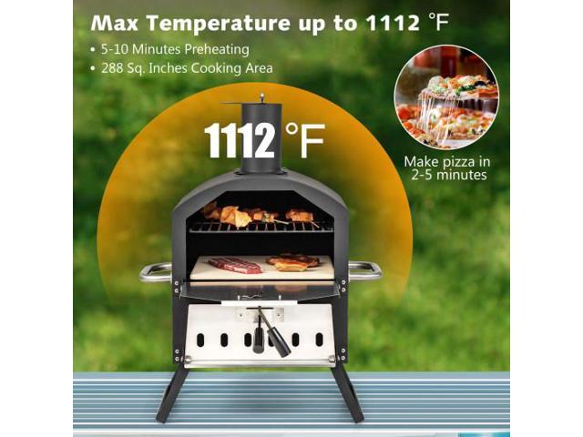 Costway Black Outdoor Pizza Oven with Anti-Scalding Handles and