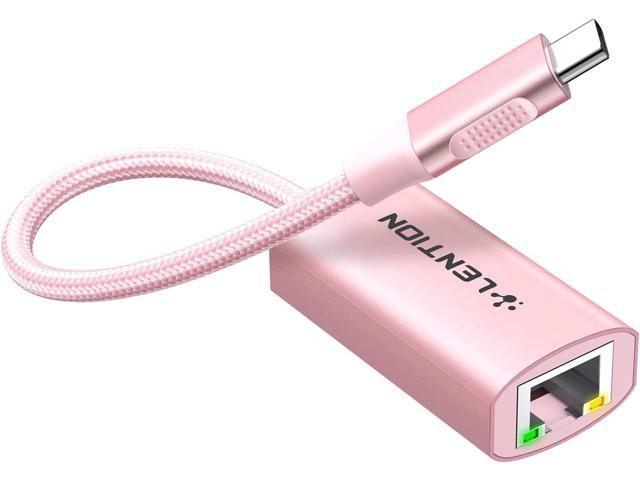 LENTION USB C to Ethernet Adapter, RJ45 to Type C Gigabit Network 1000M Wired LAN Converter Compatible 2023-2016 MacBook Pro 13/14/15/16, New iPad Pro/Mac Air, Chromebook, More (CU604, Rose Gold)