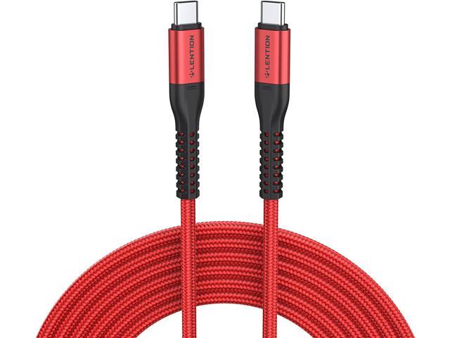 LENTION USB C to USB C Cable 10ft 100W,Type C 20V/5A Fast Charging Braided Cord Compatible New MacBook Pro/Air,iPad Pro/Air/mini,Surface,Samsung Galaxy S21/S20/S10/S9/Note,Switch and More(Red)
