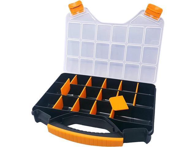 Massca Hardware Organizer box with dividers - 18 Compartments Small Parts  Organizer with Accessible Hinged Lid - Durable Plastic Screw Organizer  Store