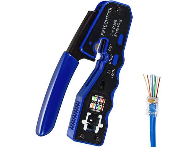 RJ45 Crimp Tool Pass Through Crimper Cutter for Cat6a Cat6 Cat5 Cat5e 8P8C Modular Connector Ethernet All-in-one Wire Tool
