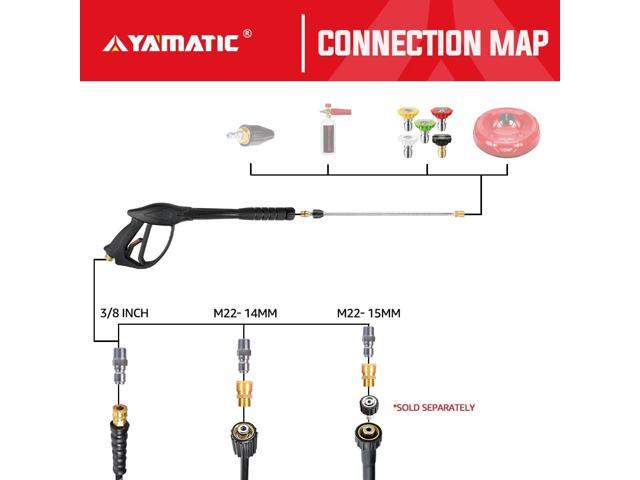 Replacement Pressure Washer Gun With 16 Inch Extension Wand 4000 Psi Power Washer Gun With M22