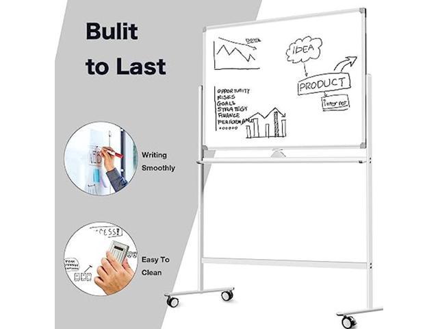 Large Portable Magnetic White Boards 43x31- Double-sided Dry Erase Magnetic  Rolling Whiteboard with Wheels - Mobile Standing White Board for Home  ,Office and School Presentation Supplies Board 