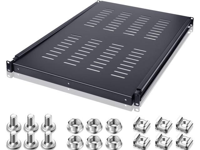1U Adjustable Rack Mount Shelf Vented Server Rack Drawer 175 lbs 27.5 ...