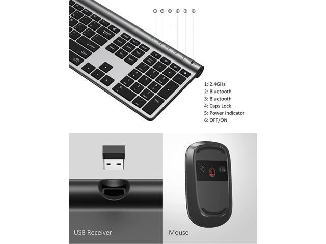 CHESONA Wireless Keyboard and Mouse Combo, Bluetooth Rechargeable