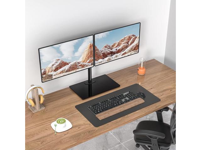 WALI Free Standing Dual Monitor Stand, Height Adjustable Monitor Mount with  Glass Base, Fits LCD LED Flat Curved Screen up to 27 inch, 22lbs, with  Grommet Base (GMF002) 