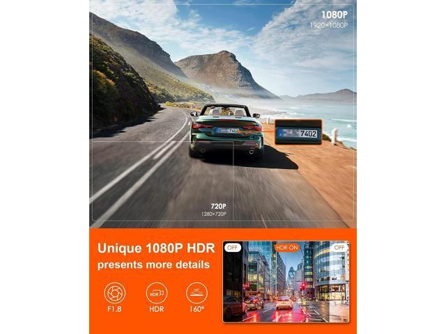 Vantrue E1 Lite 1080p WiFi Mini Dash Cam with GPS and Speed, Free App, Voice Control Front Car Dash Camera, 24 Hours Parking Mode, Night Vision, Motio