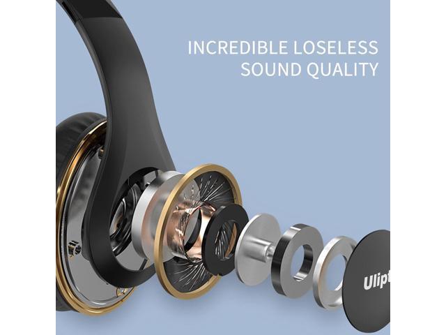 Uliptz Wireless Bluetooth Headphones, 65H Playtime Over Ear Headphones with  Microphone, 6EQ Sound Modes Wireless Headphones, Foldable Bluetooth 5.3  Headphones for Travel/Office/PC (Black) : : Electronics