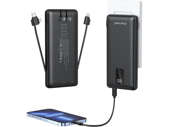 Built-in AC Plug & Cables 10000mAh Power Bank – Charmast Direct