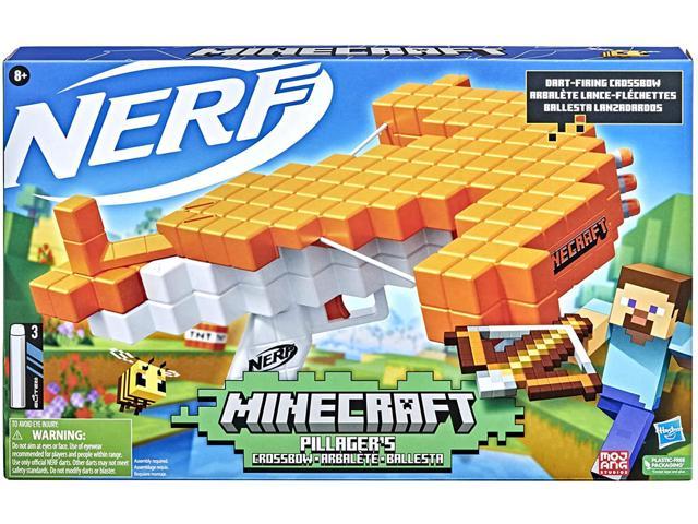 NERF Minecraft Pillager's Crossbow, Dart-Blasting Crossbow, Includes 3  Elite Darts, Real Crossbow Action, Pull-Back Priming Handle 