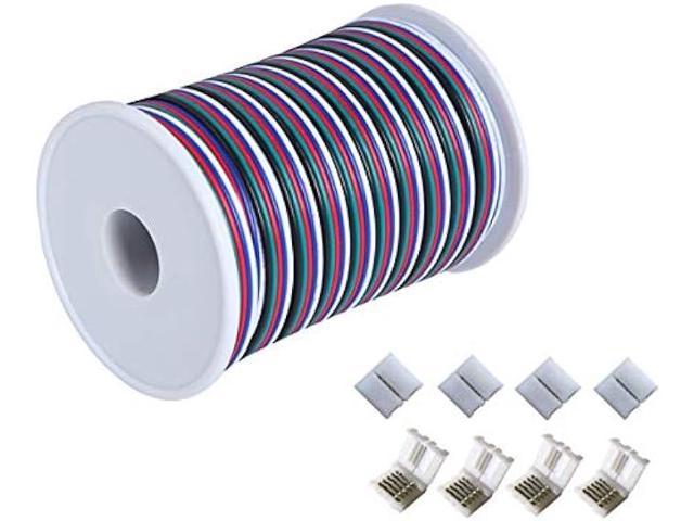 C-able 65.6ft(20m) RGBW Wire Extension Cable with Spool, 12V RGBW 5Pin Led  Lights Wires Strip Kit Extend Wire for 5050 3528, with 8PCS RGBW Led Strip  Connectors